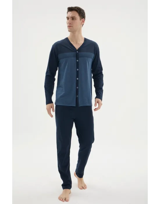 ieg™  Dm-26104 V Yaka Boydan Düğmeli Pijama Takımı
