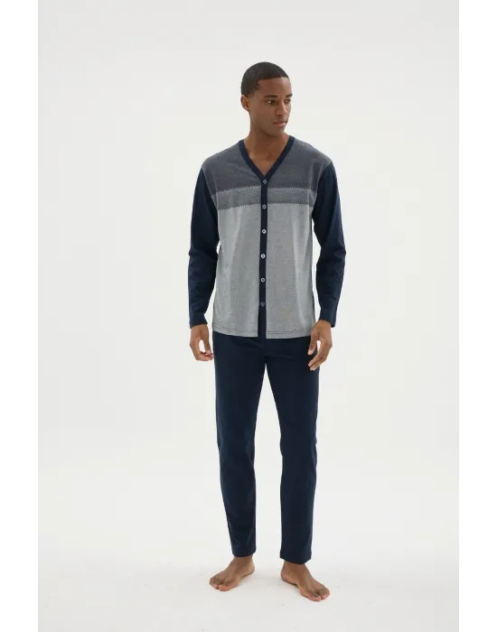 ieg™  Dm-26104 V Yaka Boydan Düğmeli Pijama Takımı
