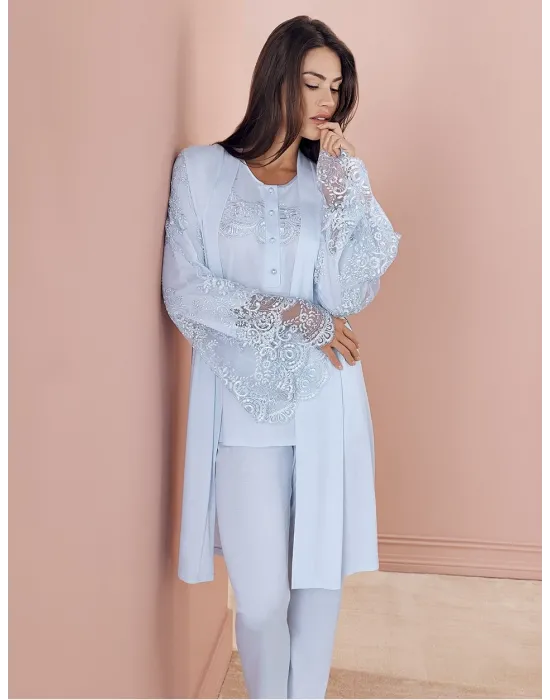 ieg™ Espuar 757 Penye 3lü Sabahlık Pijama Takımı