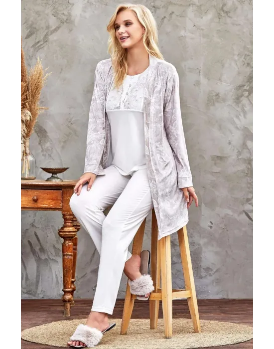 ieg™ Flz 31-104 Bayan Kadife Sabahlık Pijama Takımı