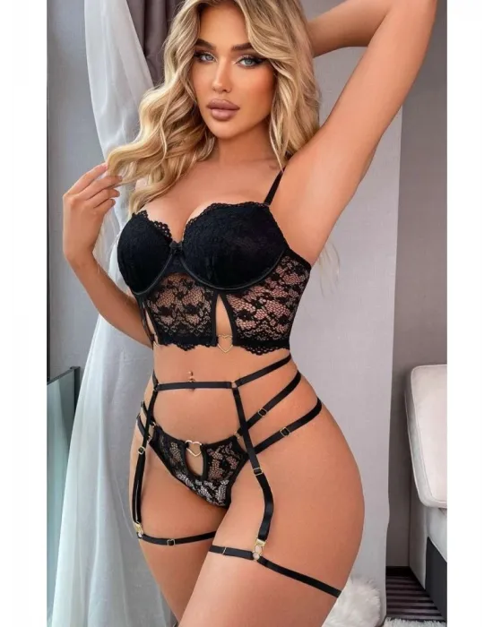ieg™ For Dreams 8406 Seksi Siyah Büstiyerli Takım