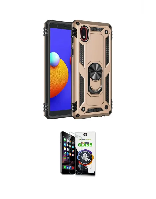ieg™ Galaxy A01 Core Kılıf Ahenk Klasik Koleksiyonu - Şeffaf Temperli Cam Ekran Koruyucu