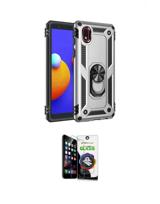 ieg™ Galaxy A01 Core Kılıf Ahenk Klasik Koleksiyonu - Şeffaf Temperli Cam Ekran Koruyucu