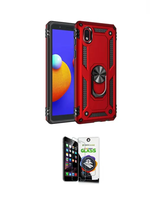 ieg™ Galaxy A01 Core Kılıf Ahenk Klasik Koleksiyonu - Şeffaf Temperli Cam Ekran Koruyucu