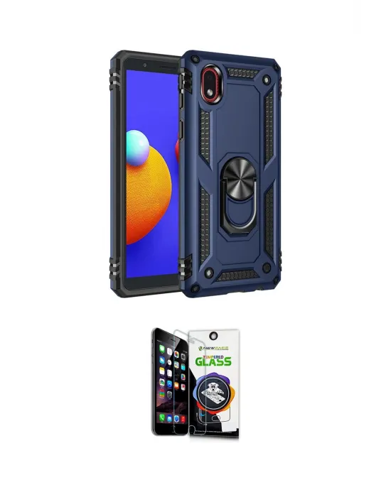 ieg™ Galaxy A01 Core Kılıf Ahenk Klasik Koleksiyonu - Şeffaf Temperli Cam Ekran Koruyucu
