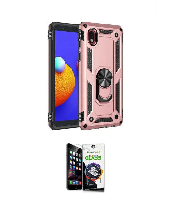 ieg™ Galaxy A01 Core Kılıf Ahenk Klasik Koleksiyonu - Şeffaf Temperli Cam Ekran Koruyucu