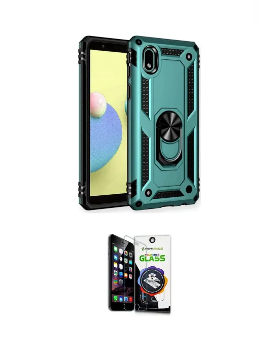 ieg™ Galaxy A01 Core Kılıf Ahenk Klasik Koleksiyonu - Şeffaf Temperli Cam Ekran Koruyucu