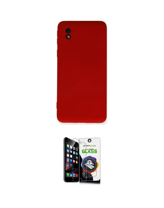 ieg™ Galaxy A01 Core Kılıf Ahenk Serisi - Şeffaf Temperli Cam Ekran Koruyucu