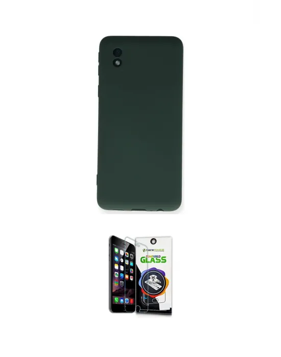 ieg™ Galaxy A01 Core Kılıf Ahenk Serisi - Şeffaf Temperli Cam Ekran Koruyucu