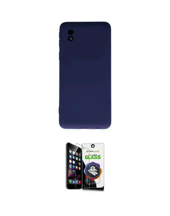 ieg™ Galaxy A01 Core Kılıf Ahenk Serisi - Şeffaf Temperli Cam Ekran Koruyucu