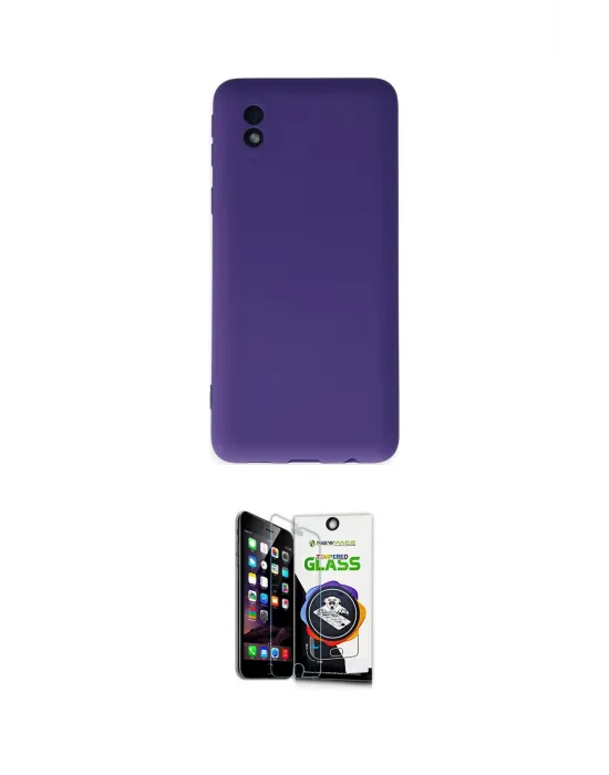 ieg™ Galaxy A01 Core Kılıf Ahenk Serisi - Şeffaf Temperli Cam Ekran Koruyucu