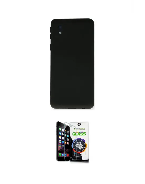ieg™ Galaxy A01 Core Kılıf Ahenk Serisi - Şeffaf Temperli Cam Ekran Koruyucu