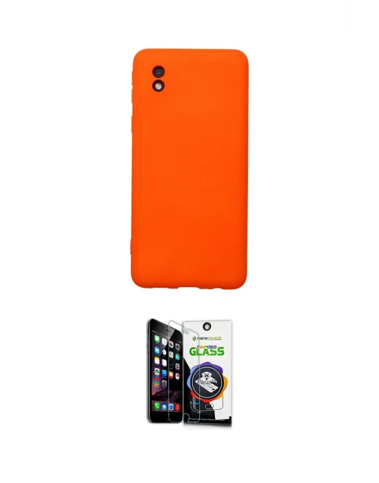 ieg™ Galaxy A01 Core Kılıf Ahenk Serisi - Şeffaf Temperli Cam Ekran Koruyucu