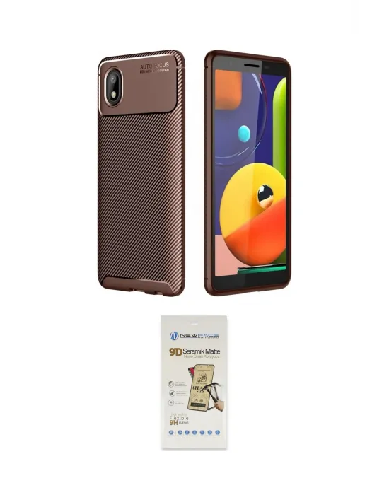 ieg™ Galaxy A01 Core Kılıf Eksen Form Prime - Siyah Mat Seramik Nano Ekran Koruyucu