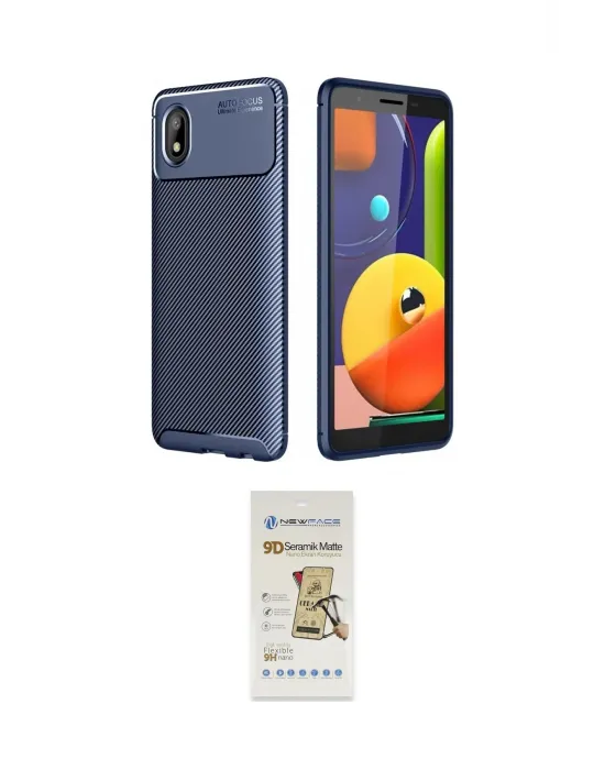 ieg™ Galaxy A01 Core Kılıf Eksen Form Prime - Siyah Mat Seramik Nano Ekran Koruyucu
