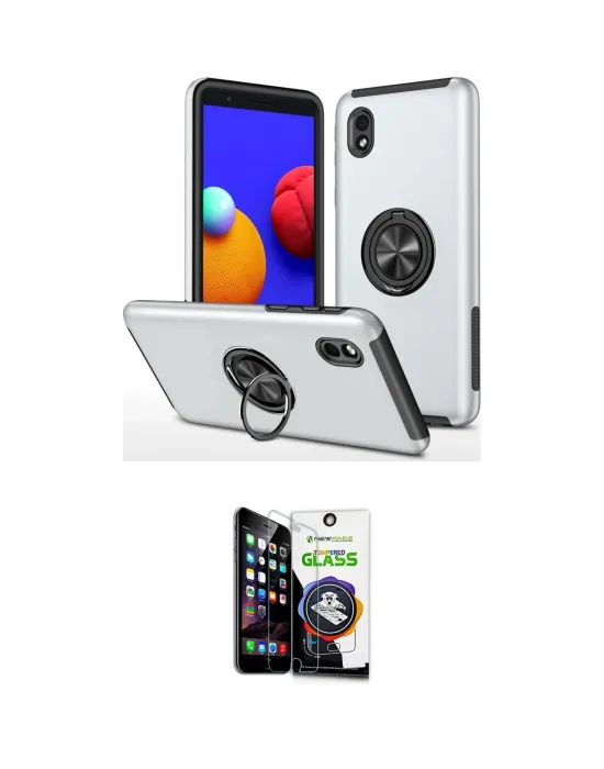 ieg™ Galaxy A01 Core Kılıf Odak Form Prime - Şeffaf Temperli Cam Ekran Koruyucu