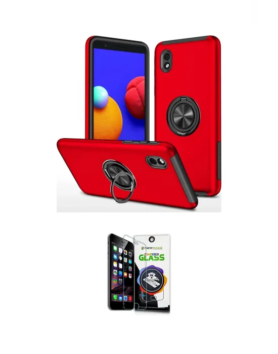 ieg™ Galaxy A01 Core Kılıf Odak Form Prime - Şeffaf Temperli Cam Ekran Koruyucu