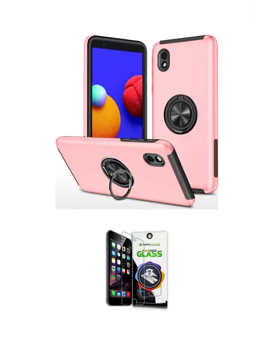 ieg™ Galaxy A01 Core Kılıf Odak Form Prime - Şeffaf Temperli Cam Ekran Koruyucu