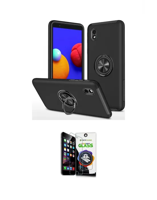 ieg™ Galaxy A01 Core Kılıf Odak Form Prime - Şeffaf Temperli Cam Ekran Koruyucu