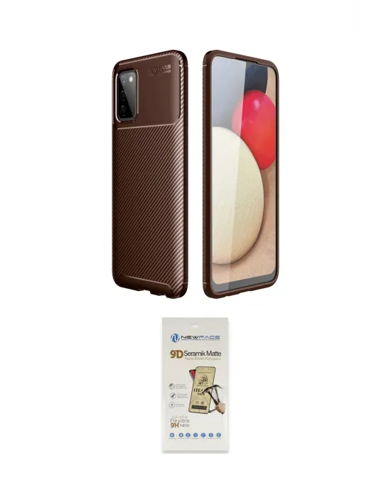 ieg™ Galaxy A02S Kılıf Eksen Form Prime - Siyah Mat Seramik Nano Ekran Koruyucu