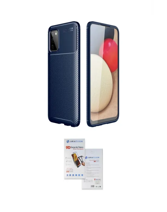 ieg™ Galaxy A02S Kılıf Eksen Form Prime - Siyah Seramik Nano Ekran Koruyucu