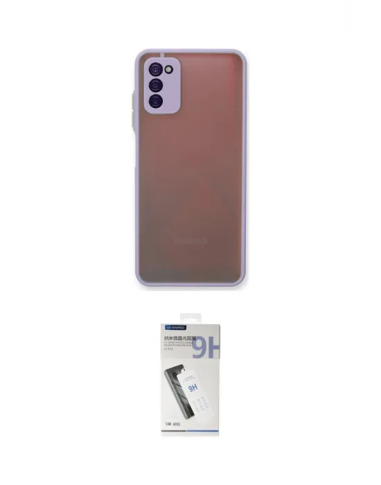 ieg™ Galaxy A03S Kılıf Ahenk Çizgi Serisi - Şeffaf Uv Polymer Nano Ekran Koruyucu