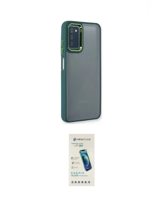 ieg™ Galaxy A03S Kılıf Eksen Doku Prime - Şeffaf Pasifik Cam Ekran Koruyucu