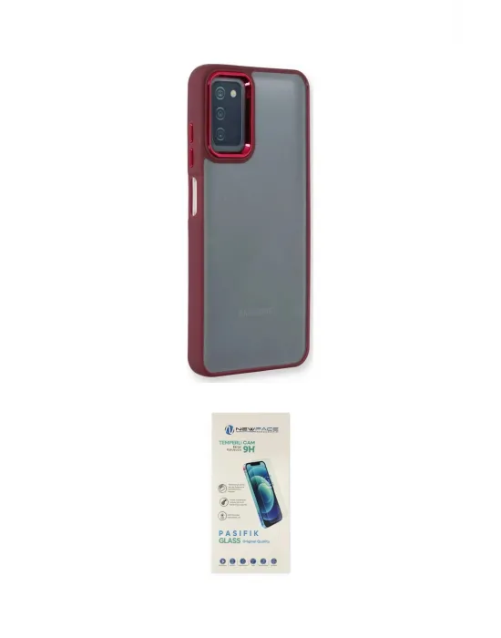 ieg™ Galaxy A03S Kılıf Eksen Doku Prime - Şeffaf Pasifik Cam Ekran Koruyucu