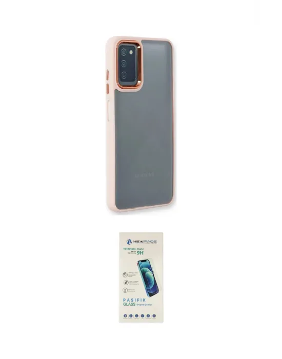 ieg™ Galaxy A03S Kılıf Eksen Doku Prime - Şeffaf Pasifik Cam Ekran Koruyucu