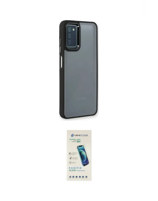 ieg™ Galaxy A03S Kılıf Eksen Doku Prime - Şeffaf Pasifik Cam Ekran Koruyucu