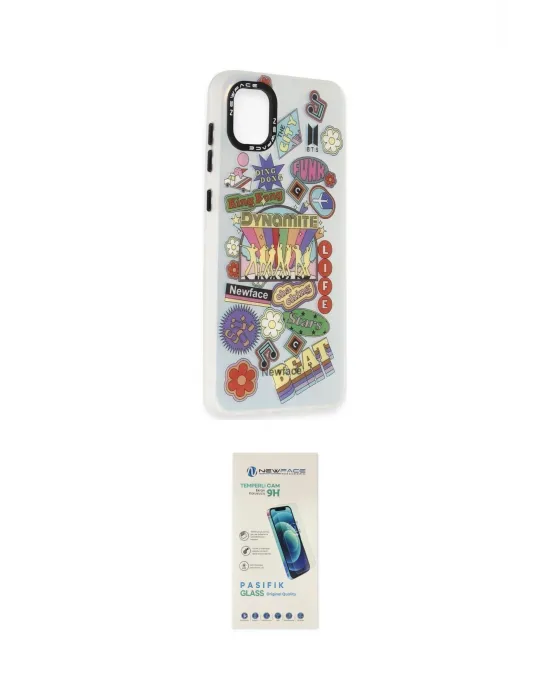 ieg™ Galaxy A04 Kılıf Siluet Çizgi Koleksiyonu - Şeffaf Pasifik Cam Ekran Koruyucu