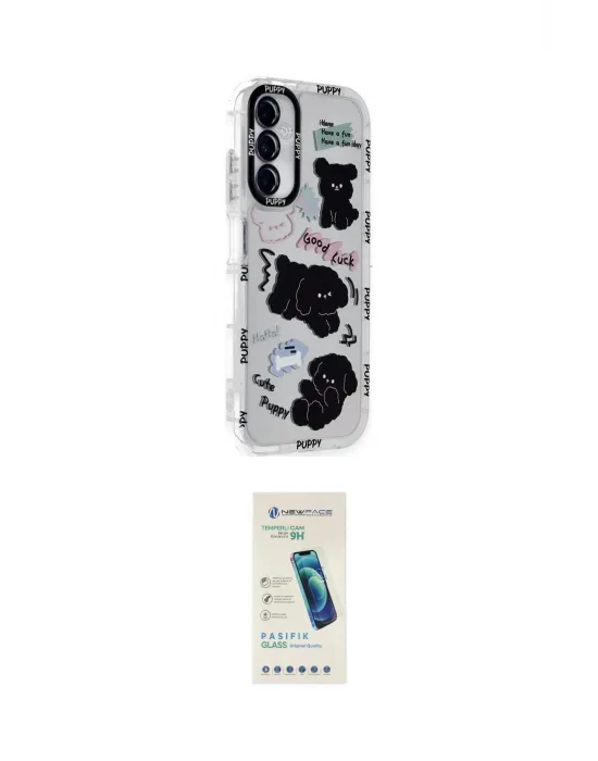 ieg™ Galaxy A05S Kılıf Ahenk Modern Serisi - Şeffaf Pasifik Cam Ekran Koruyucu
