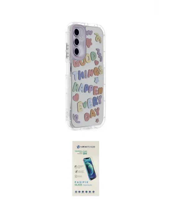 ieg™ Galaxy A05S Kılıf Ahenk Modern Serisi - Şeffaf Pasifik Cam Ekran Koruyucu
