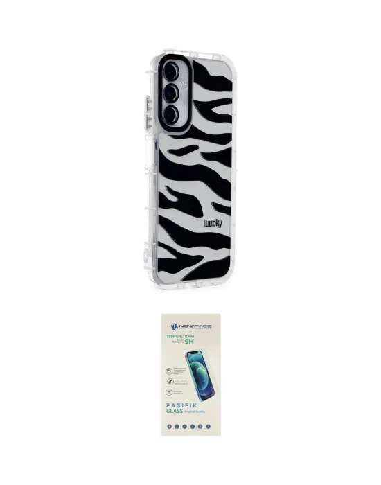 ieg™ Galaxy A05S Kılıf Ahenk Modern Serisi - Şeffaf Pasifik Cam Ekran Koruyucu