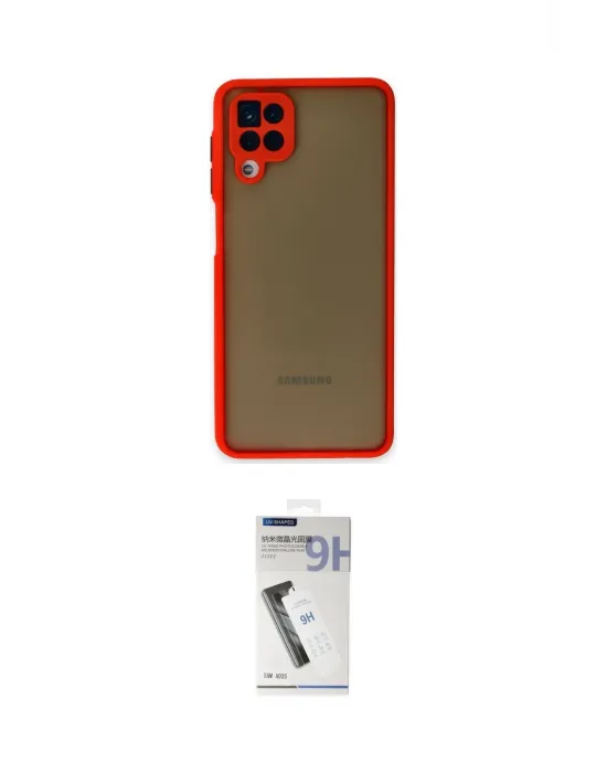 ieg™ Galaxy A12 Kılıf Ahenk Çizgi Serisi - Şeffaf Uv Polymer Nano Ekran Koruyucu