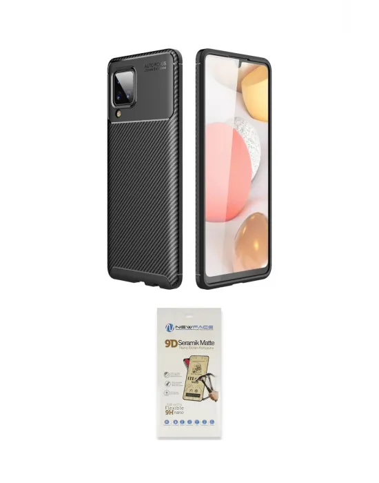 ieg™ Galaxy A22 Kılıf Eksen Form Prime - Siyah Mat Seramik Nano Ekran Koruyucu