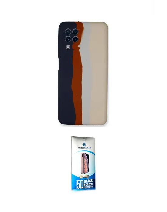 ieg™ Galaxy A22 Kılıf Yadigar Çizgi - Siyah 5D Eko Cam Ekran Koruyucu
