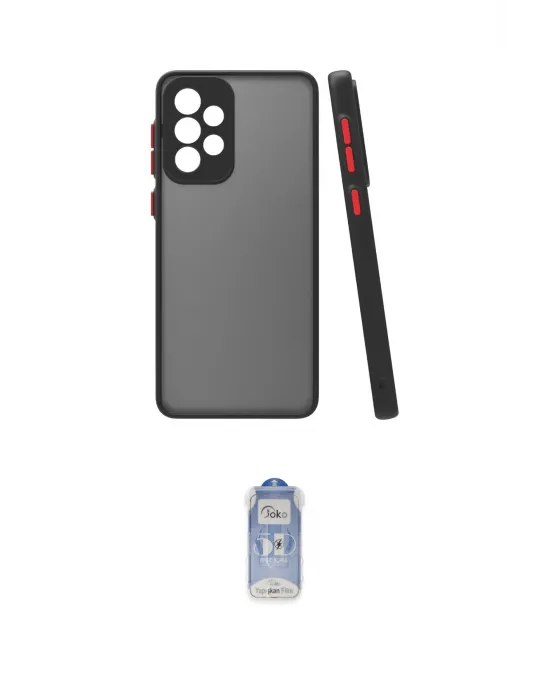ieg™ Galaxy A23 4G Kılıf Ahenk Çizgi Serisi - Siyah Joko Magic 5D Cam