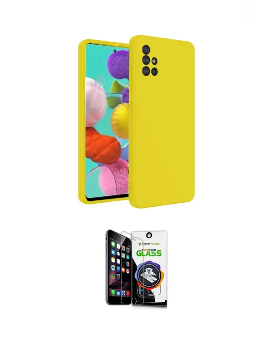 ieg™ Galaxy A31 Kılıf Ahenk Serisi - Şeffaf Temperli Cam Ekran Koruyucu