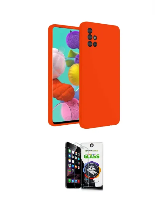 ieg™ Galaxy A31 Kılıf Ahenk Serisi - Şeffaf Temperli Cam Ekran Koruyucu
