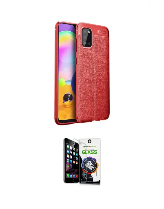 ieg™ Galaxy A31 Kılıf Doruk Klasik Özel Seri - Şeffaf Temperli Cam Ekran Koruyucu
