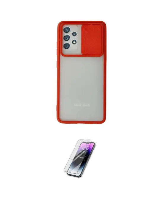 ieg™ Galaxy A32 Kılıf Vadi Çizgi - Şeffaf Pasifik Cam Ekran Koruyucu