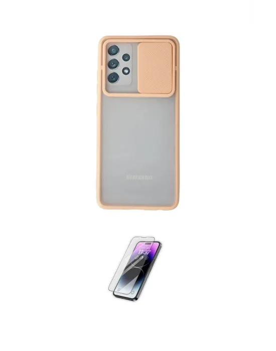 ieg™ Galaxy A32 Kılıf Vadi Çizgi - Şeffaf Pasifik Cam Ekran Koruyucu