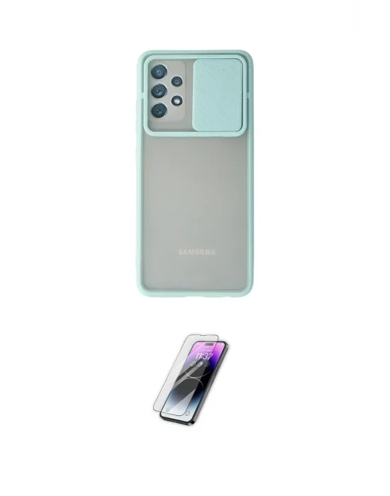 ieg™ Galaxy A32 Kılıf Vadi Çizgi - Şeffaf Pasifik Cam Ekran Koruyucu