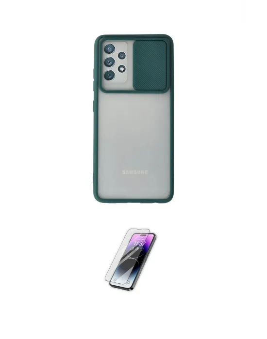 ieg™ Galaxy A32 Kılıf Vadi Çizgi - Şeffaf Pasifik Cam Ekran Koruyucu