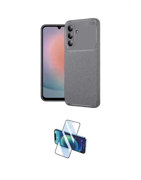ieg™ Galaxy A36 Kılıf Eksen Form Prime - Siyah 3D Antistatik Cam Ekran Koruyucu