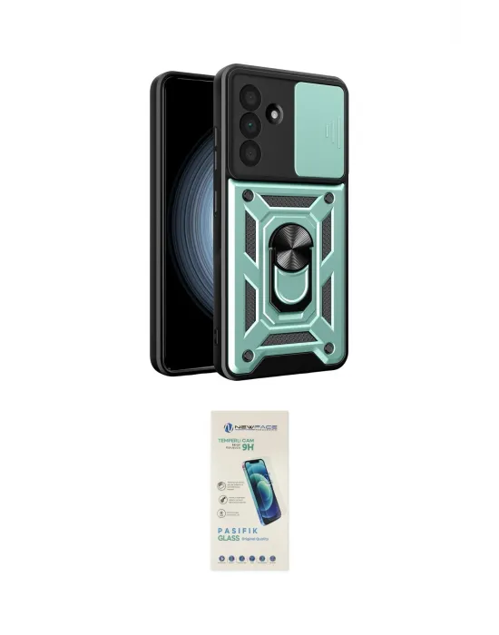 ieg™ Galaxy A37 5G Kılıf Ahenk Klasik - Şeffaf Pasifik Cam Ekran Koruyucu