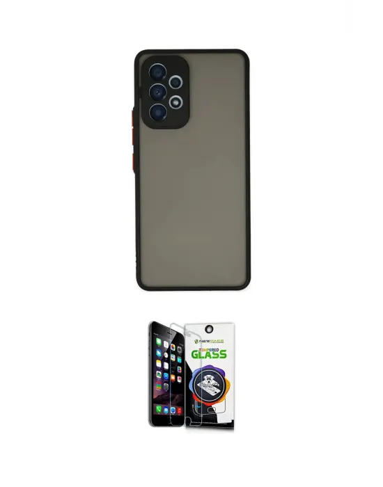 ieg™ Galaxy A53 5G Kılıf Ahenk Çizgi Serisi - Şeffaf Temperli Cam Ekran Koruyucu