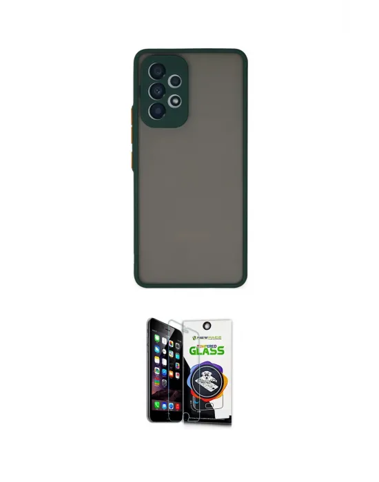 ieg™ Galaxy A53 5G Kılıf Ahenk Çizgi Serisi - Şeffaf Temperli Cam Ekran Koruyucu