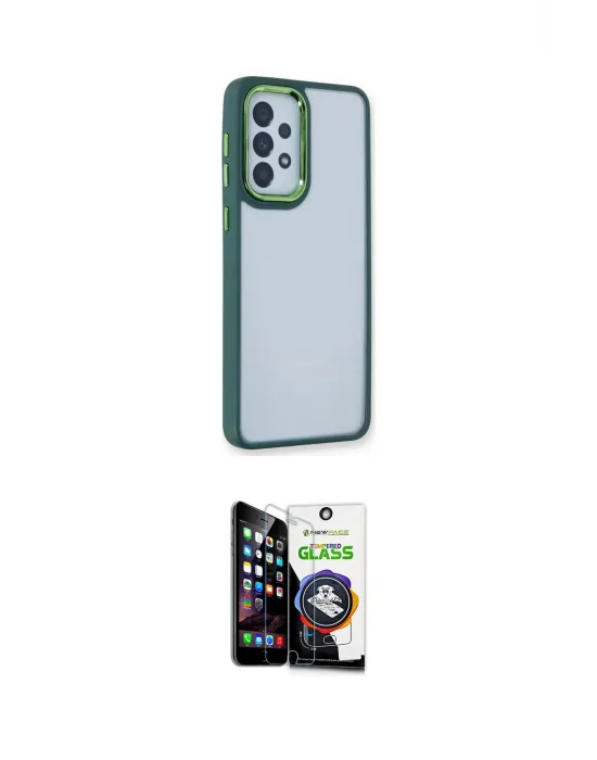 ieg™ Galaxy A53 5G Kılıf Eksen Doku Prime - Şeffaf Temperli Cam Ekran Koruyucu